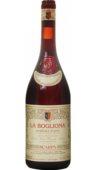 Bottle of Scarpa La Bogliona Barbera d'Asti 2010 wine 750 ml