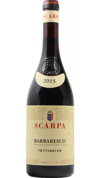 Bottle of Scarpa Tettineive Barbaresco 2015 wine 750 ml