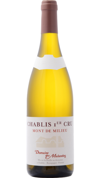 Bottle of Domaine des Malandes Chablis Premier Cru Mont de Milieu 2021 wine 750 ml