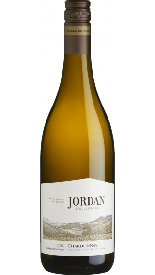 Bottle of Jordan Barrel Fermented Chardonnay 2018 wine 750 ml