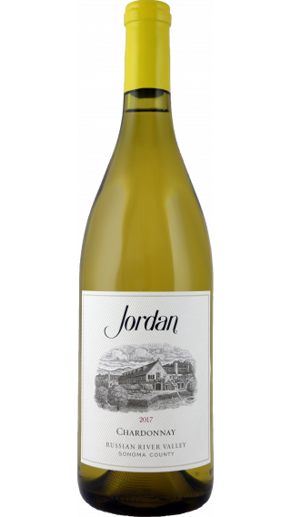 Bottle of Jordan Winery Chardonnay 2017 wine 750 ml