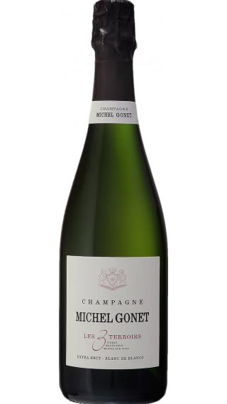 Bottle of Champagne Michel Gonet Les 3 Terroirs Blanc de Blancs Grand Cru Extra Brut 2017 wine 750 ml