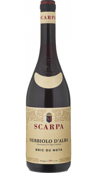 Bottle of Scarpa Bric du Nota Nebbiolo d'Alba 2017 wine 750 ml
