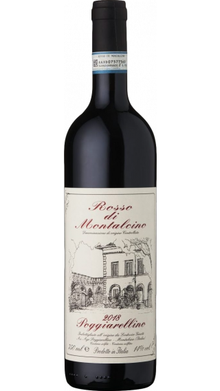 Bottle of Poggiarellino Rosso di Montalcino 2018 wine 750 ml
