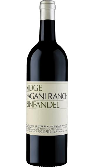 Bottle of Ridge Pagani Ranch Zinfandel 2021 wine 750 ml