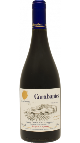 Bottle of Vina von Siebenthal Carabantes Syrah 2018 wine 750 ml